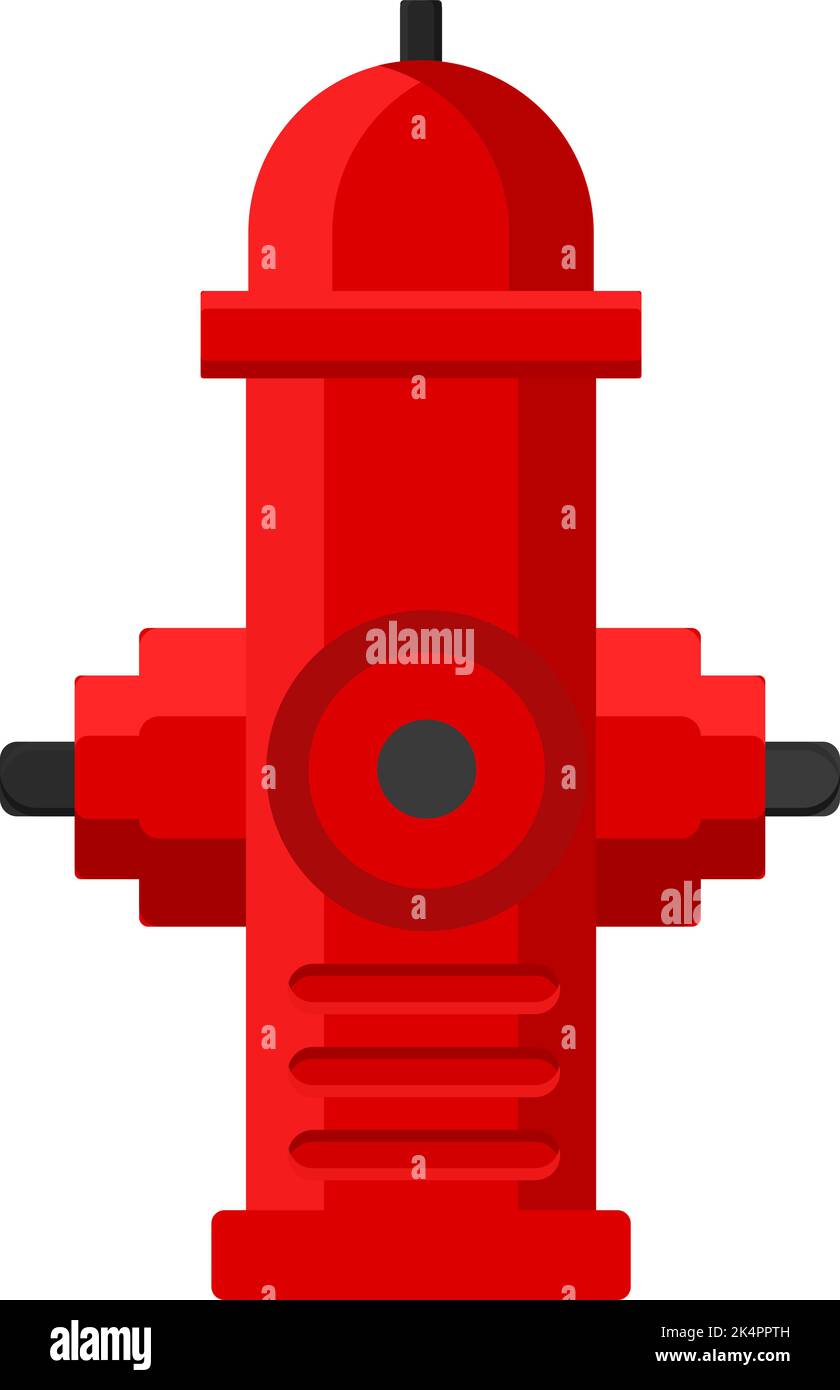 Red fire hydrant, illustration, vector on a white background Stock