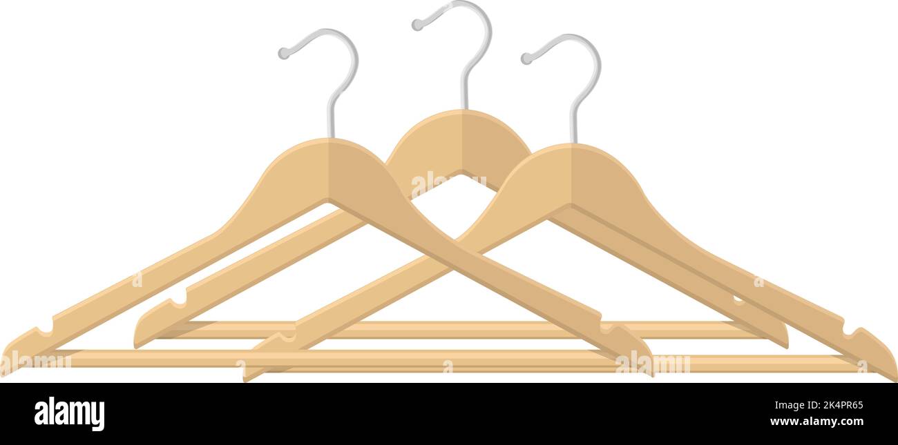 Wooden hanger, illustration, vector on a white background. Stock Vector