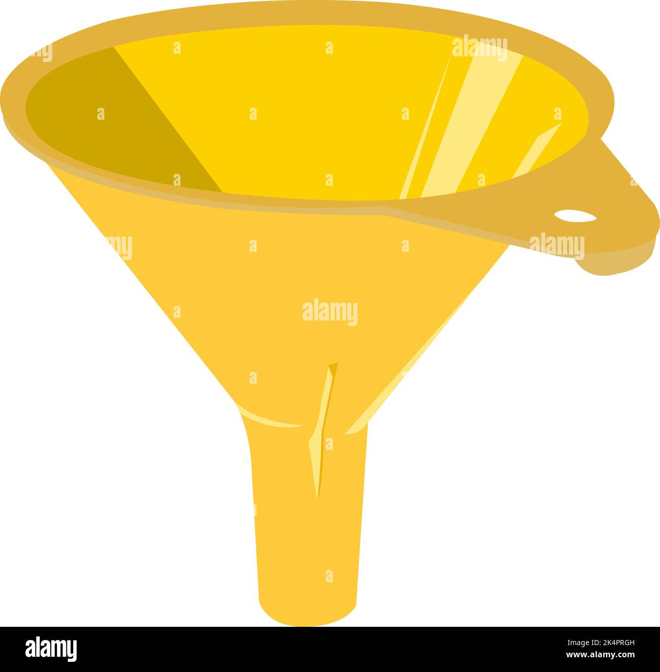 Yellow plastic funnel, illustration, vector on a white background Stock