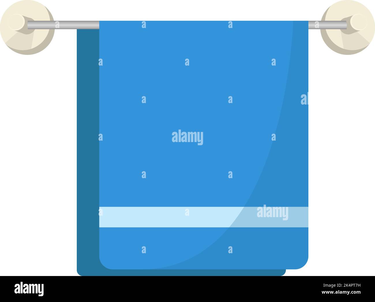 Simple blue bathroom towel, illustration, vector on a white background. Stock Vector