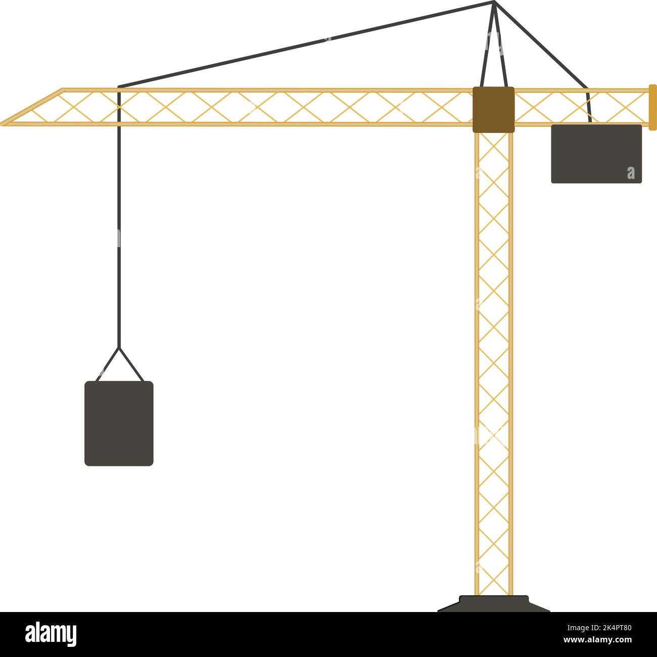 Tower crane, illustration, vector on a white background. Stock Vector