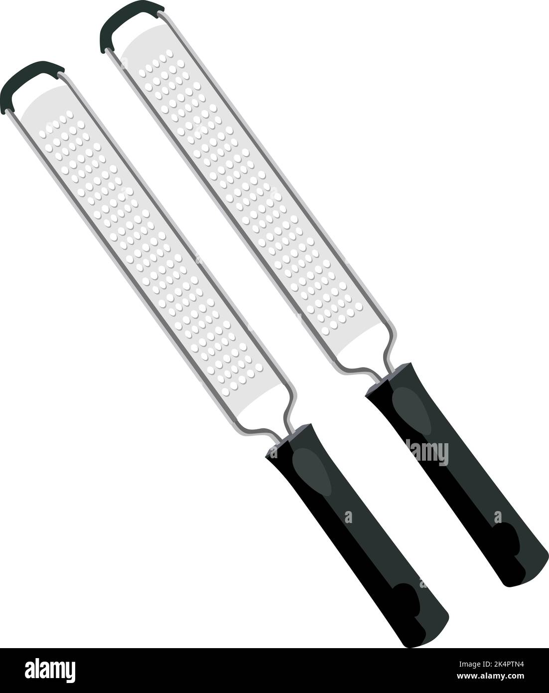 Two thin graters, illustration, vector on a white background. Stock Vector