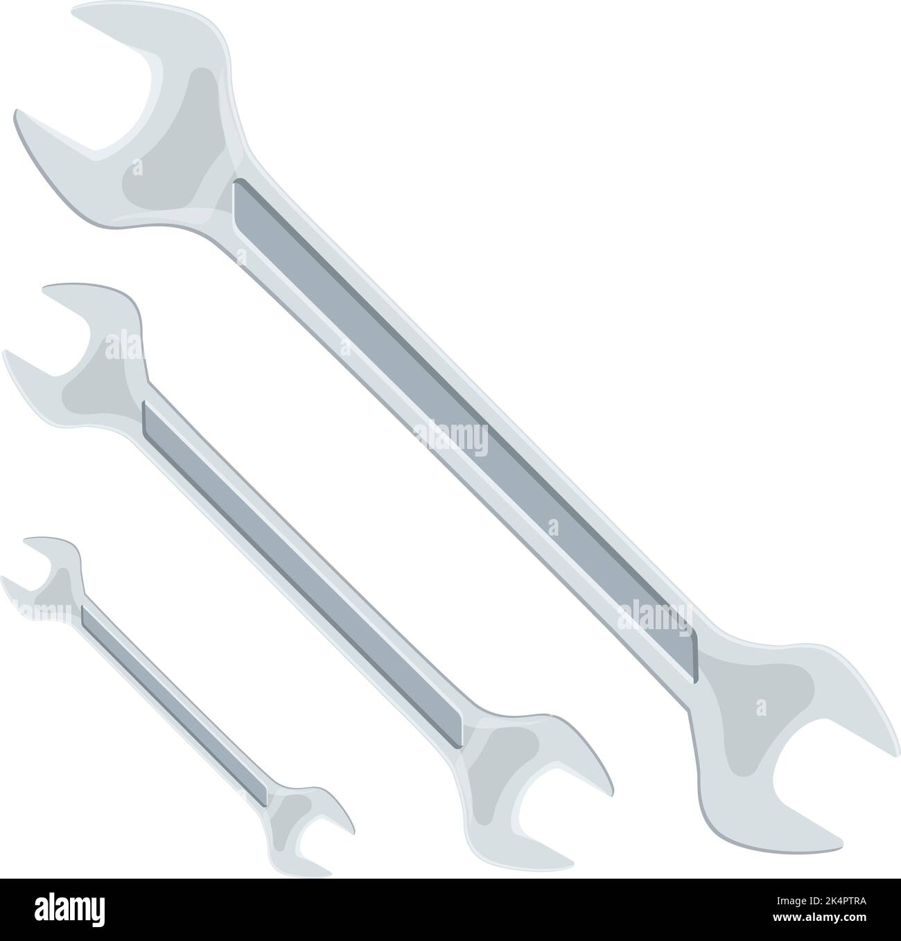 Silver wrench, illustration, vector on a white background. Stock Vector