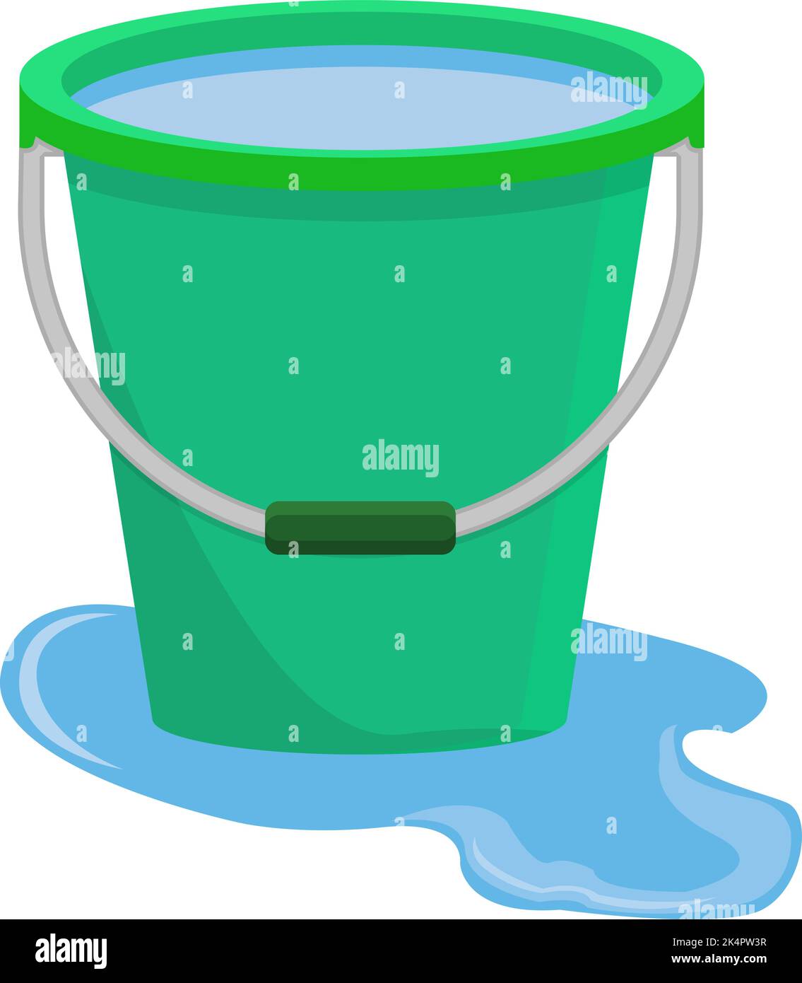 Green bucket of water, illustration, vector on a white background Stock
