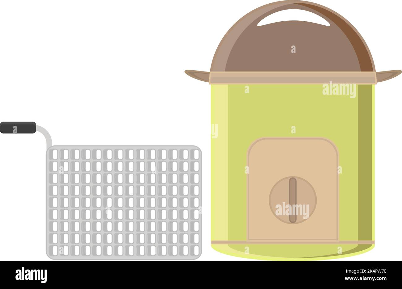 Green deep fryer, illustration, vector on a white background. Stock Vector