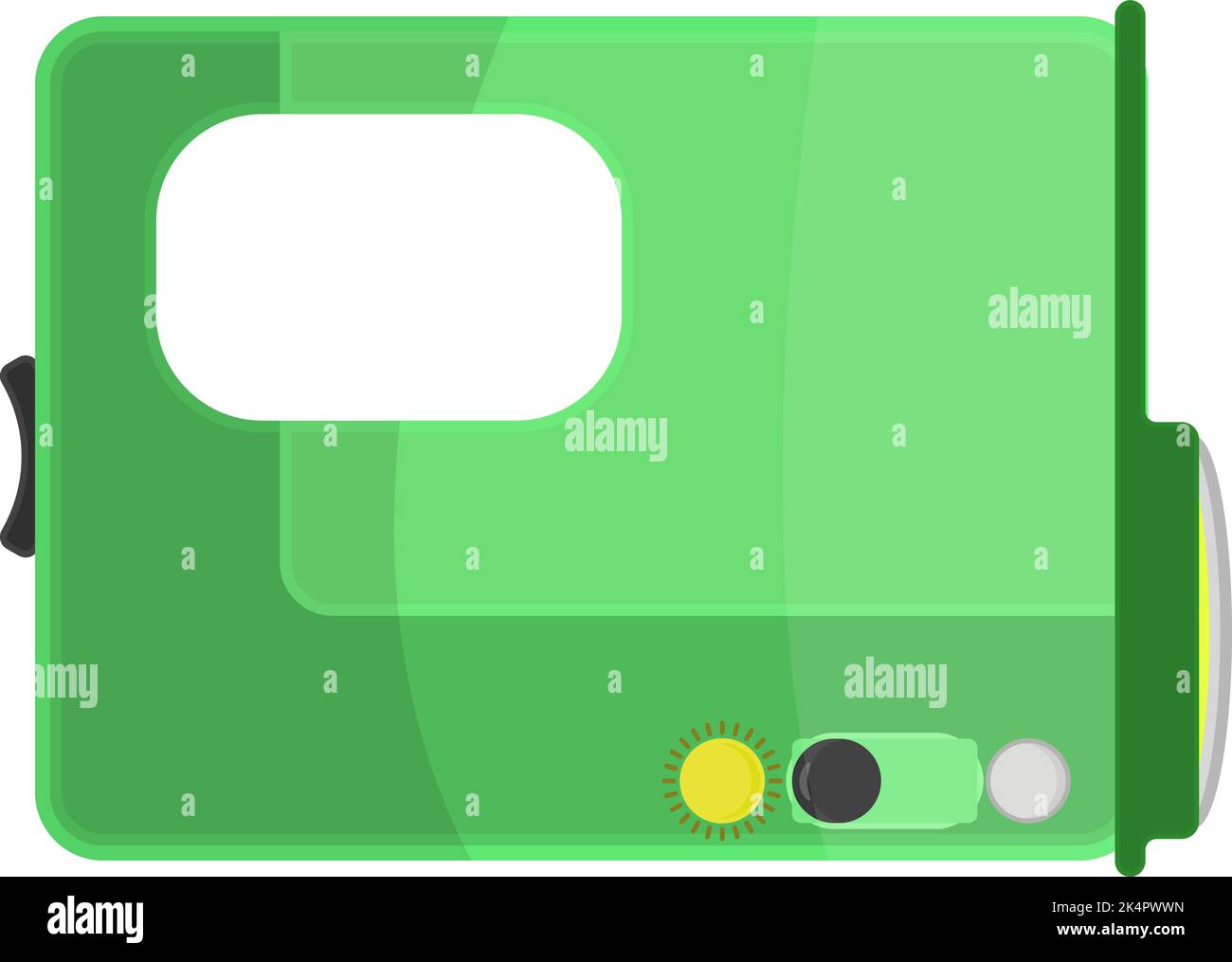 Green hand flashlight, illustration, vector on a white background. Stock Vector