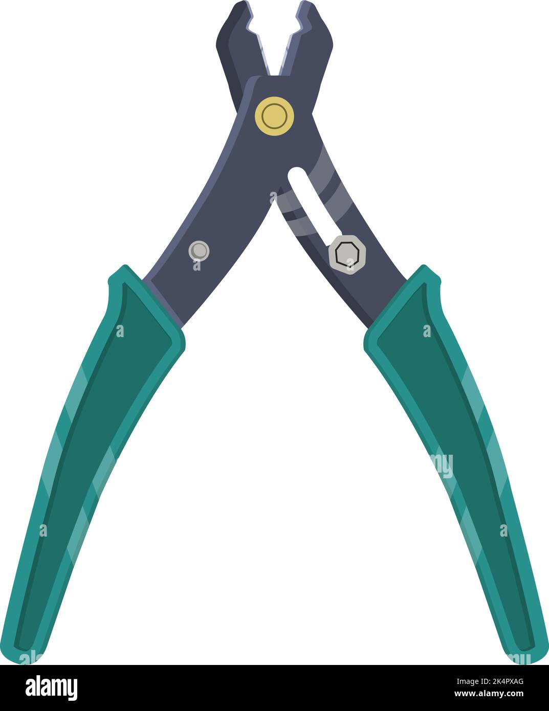 Green wire cutter, illustration, vector on a white background Stock