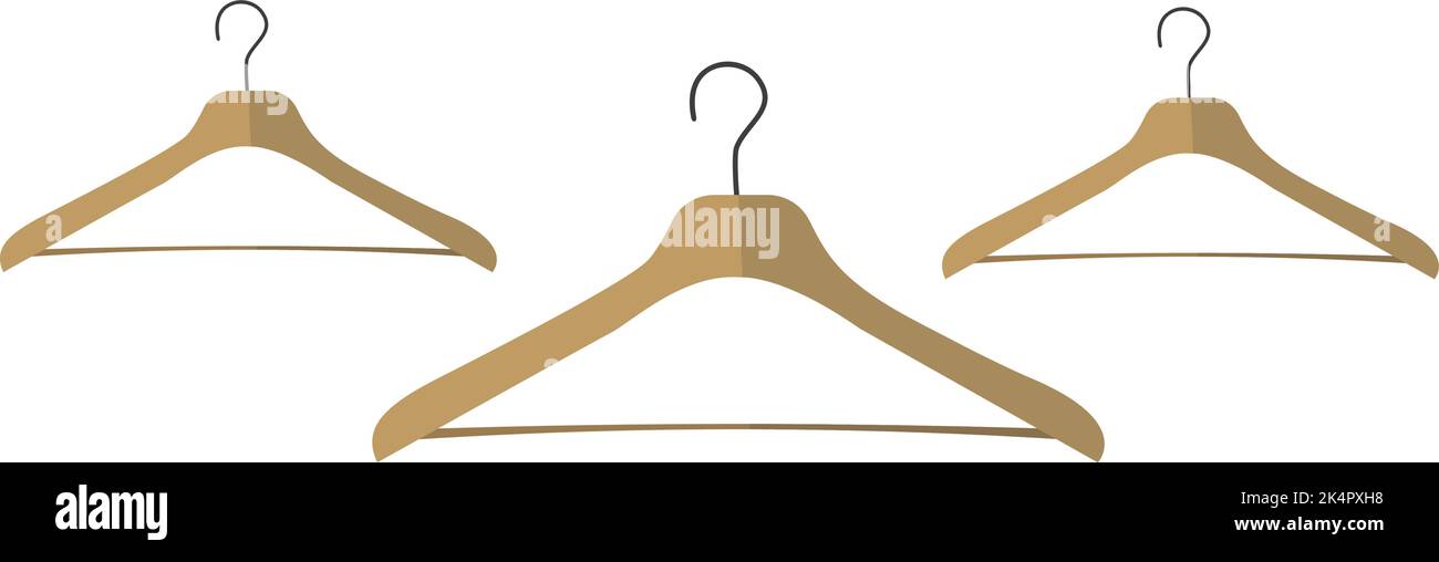 Wooden clothing hangers, illustration, vector on a white background. Stock Vector