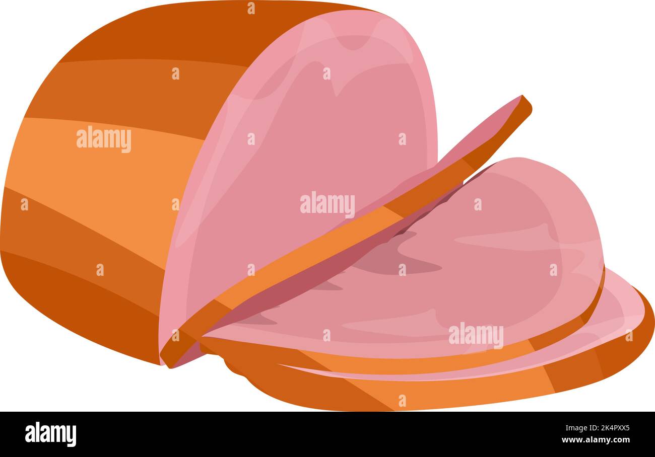 Sliced ham, illustration, vector on a white background Stock Vector