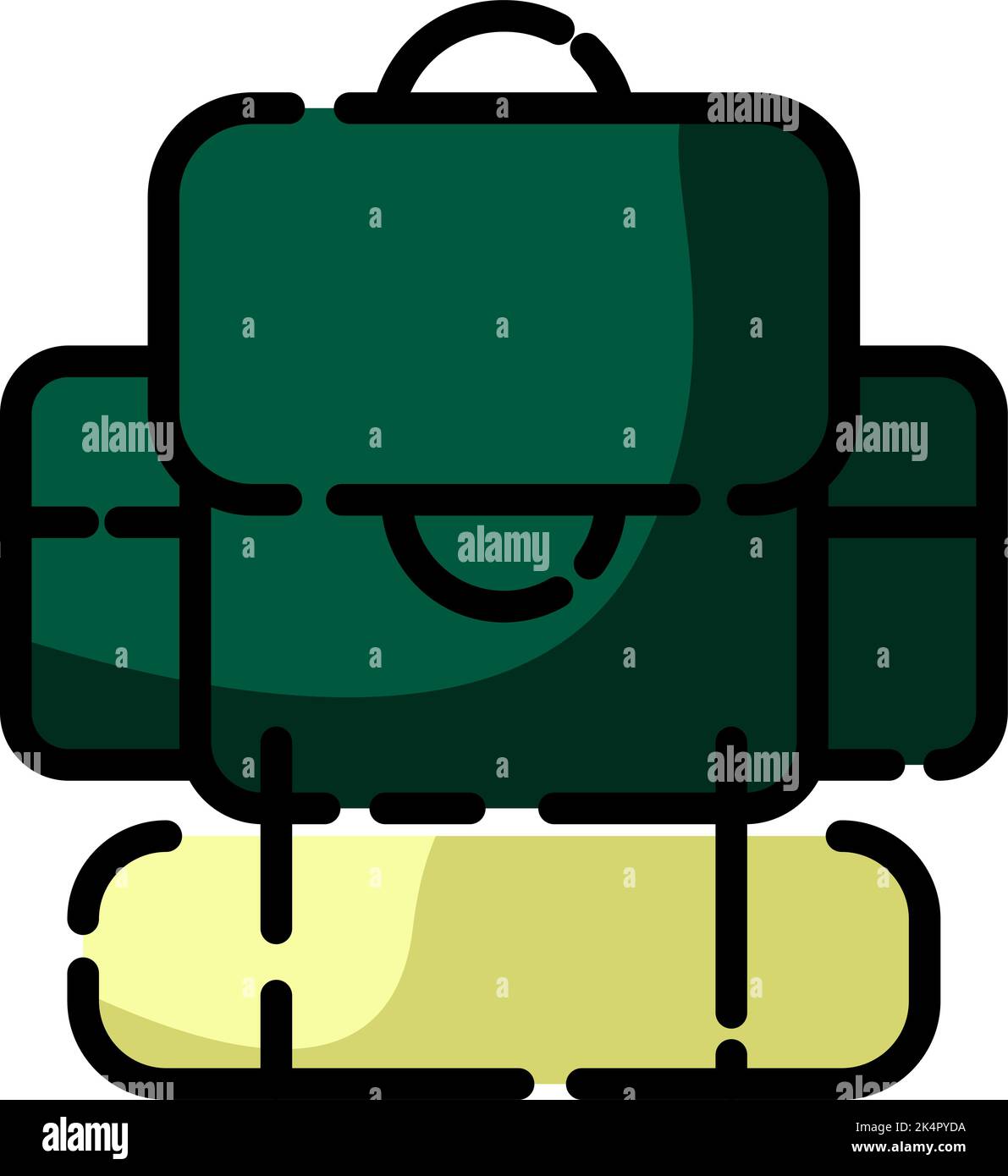 Camping backpack, illustration, vector on a white background. Stock Vector