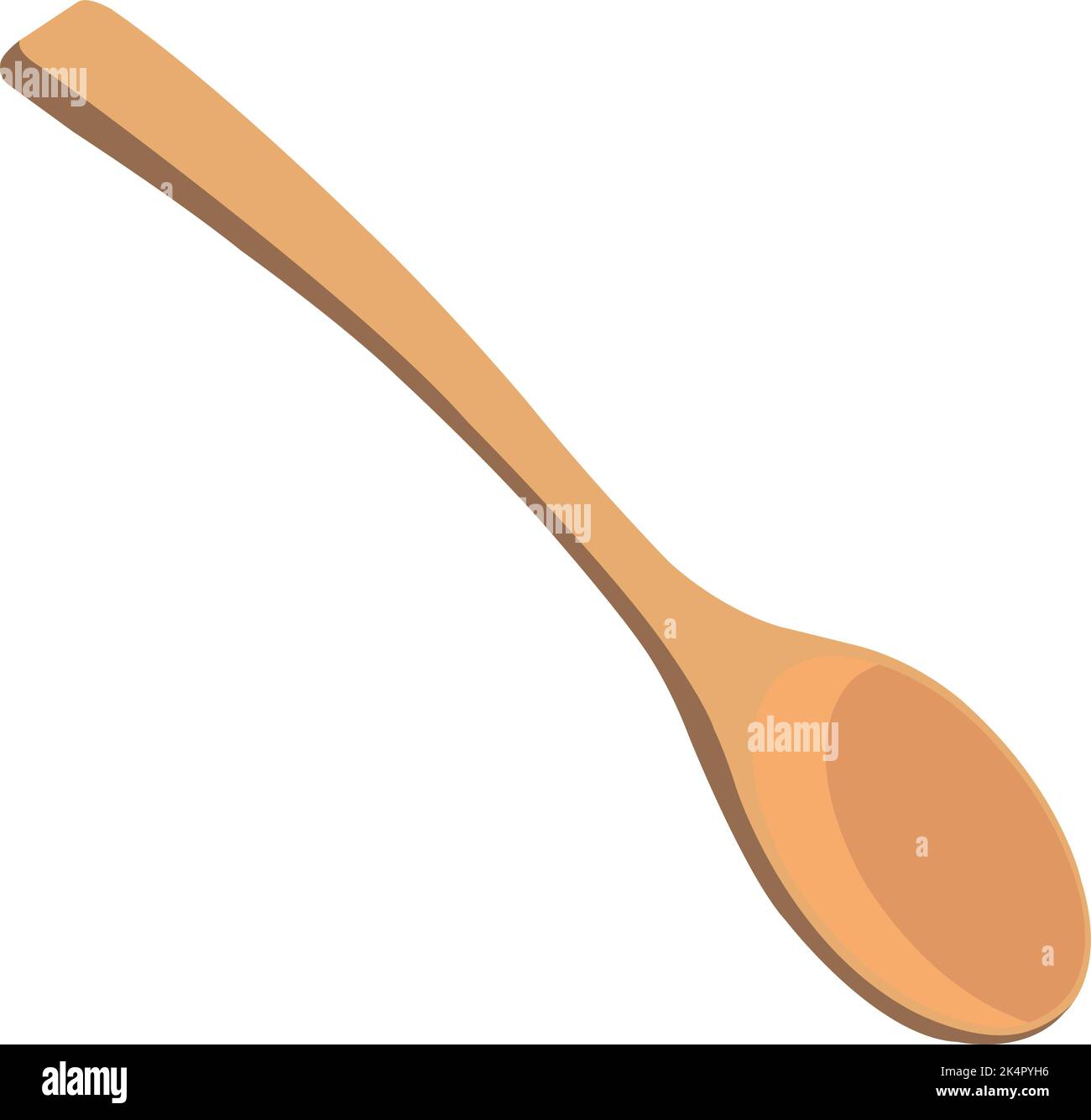 Wooden cooking spoon, illustration, vector on a white background Stock