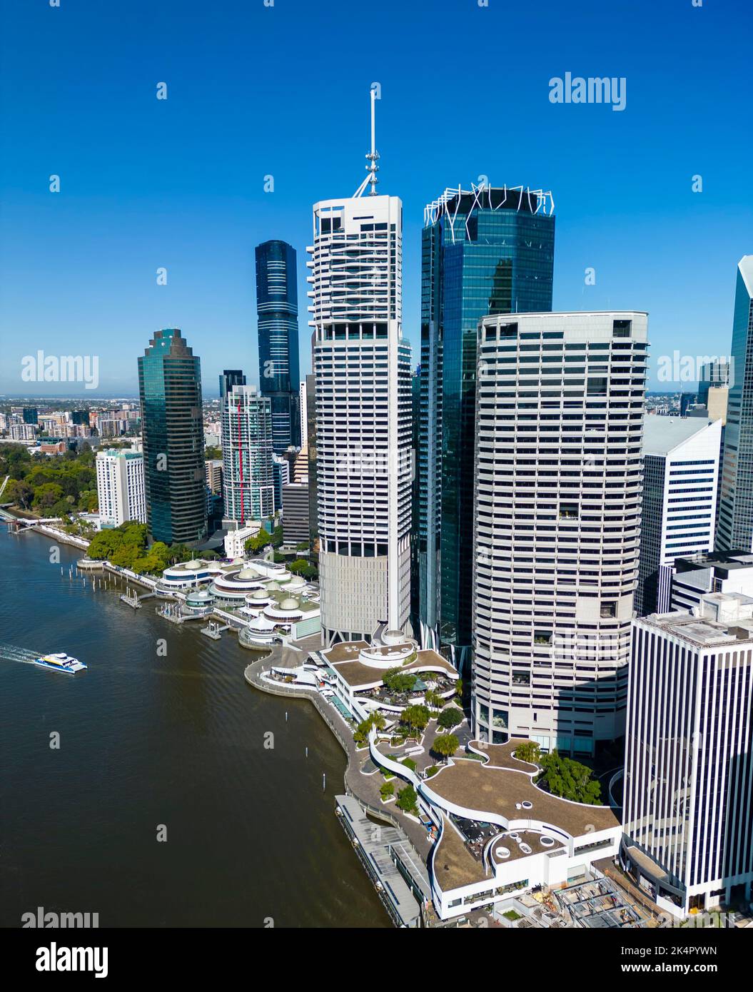 Aerial view of skyscrapers in Brisbane CBD in Australia Stock Photo