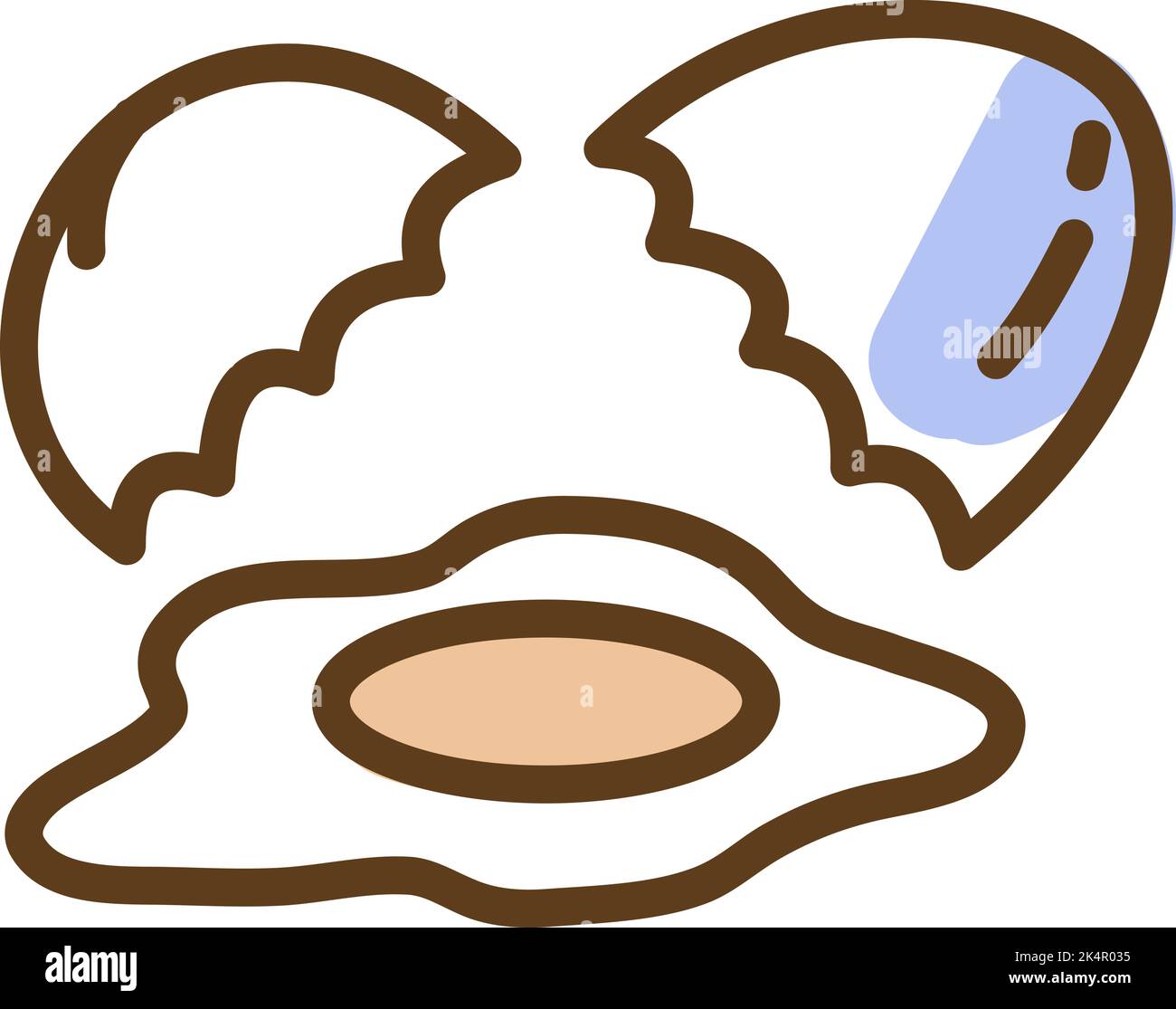 Cracked egg, illustration, vector on a white background. Stock Vector