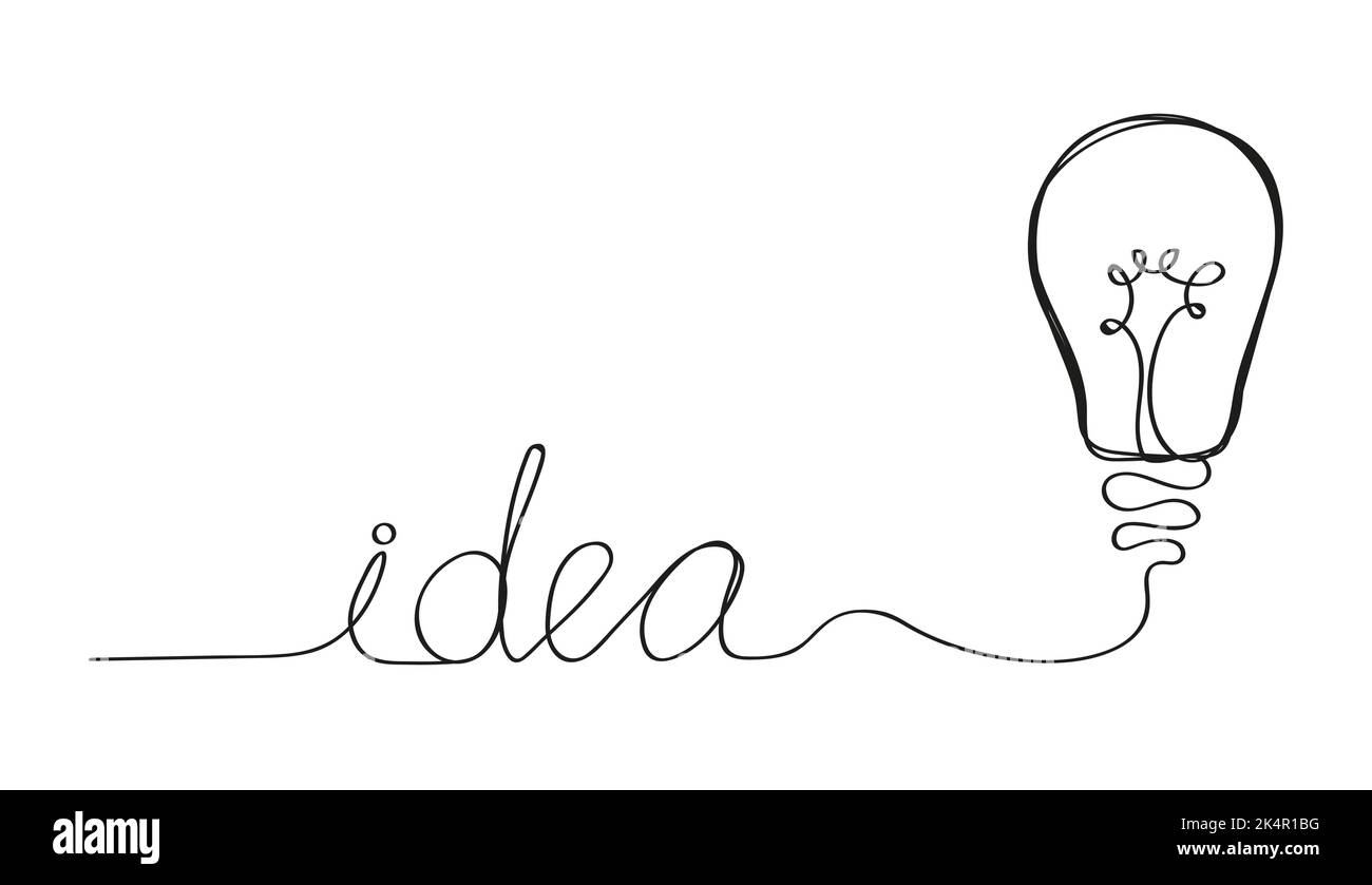 Metaphor of big idea in doddle, line style. Finding solution in business. Idea text in sketch style. Brainstorming concept vector. Creative thinking. Stock Vector
