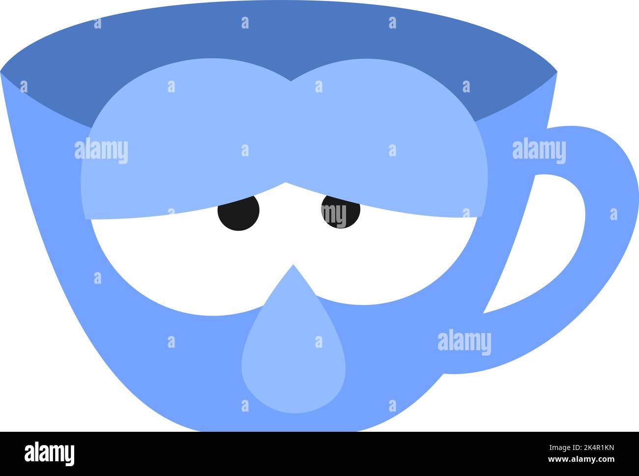 Bored blue coffee cup, illustration, vector on a white background. Stock Vector