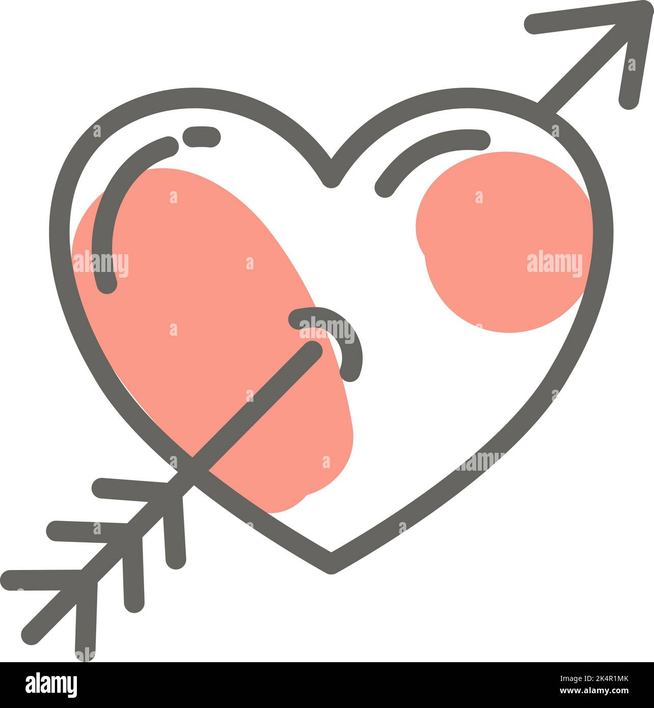 Heart with arrow, illustration, vector on a white background Stock ...
