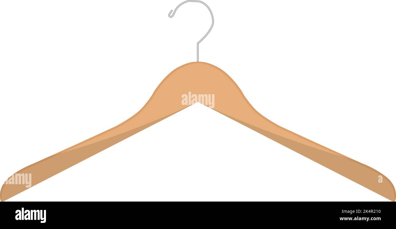 Wooden hanger, illustration, vector on a white background. Stock Vector