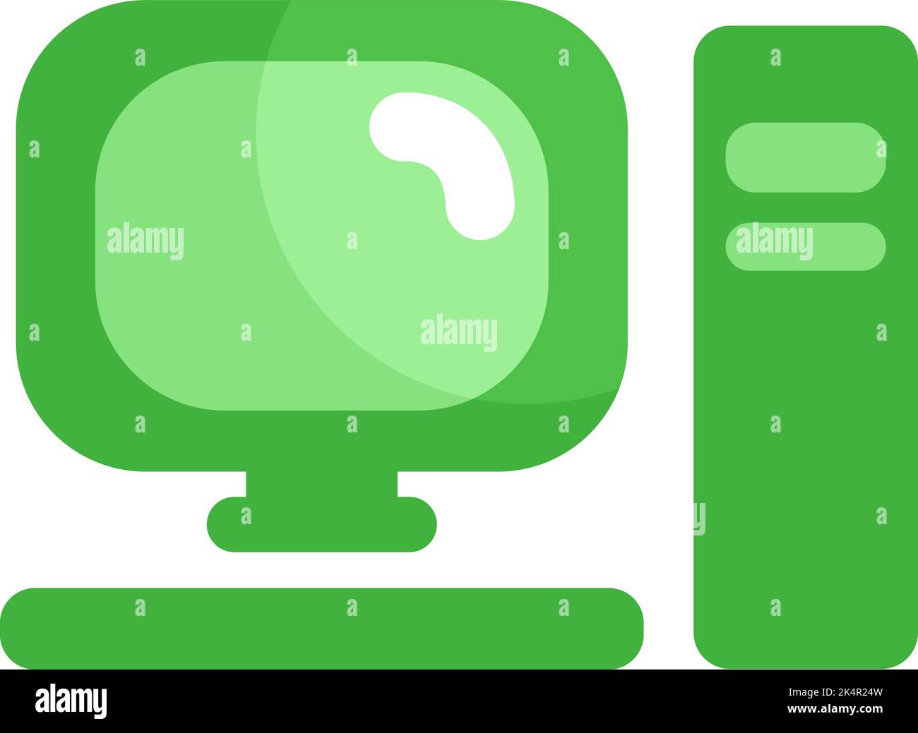 Green pc case, illustration, vector on a white background. Stock Vector