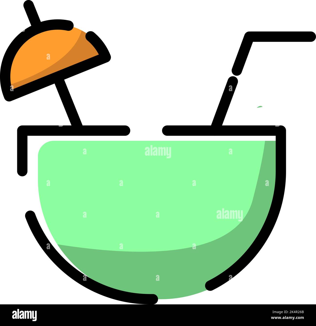 Coconut juice, illustration, vector on a white background. Stock Vector