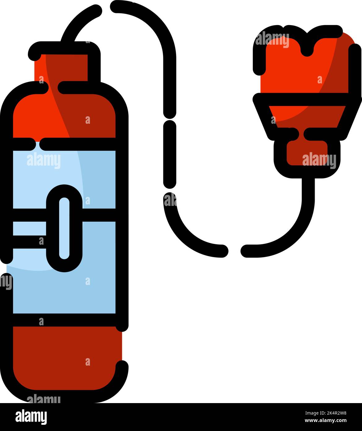 Firefighter oxygen provider, illustration, vector on a white background. Stock Vector