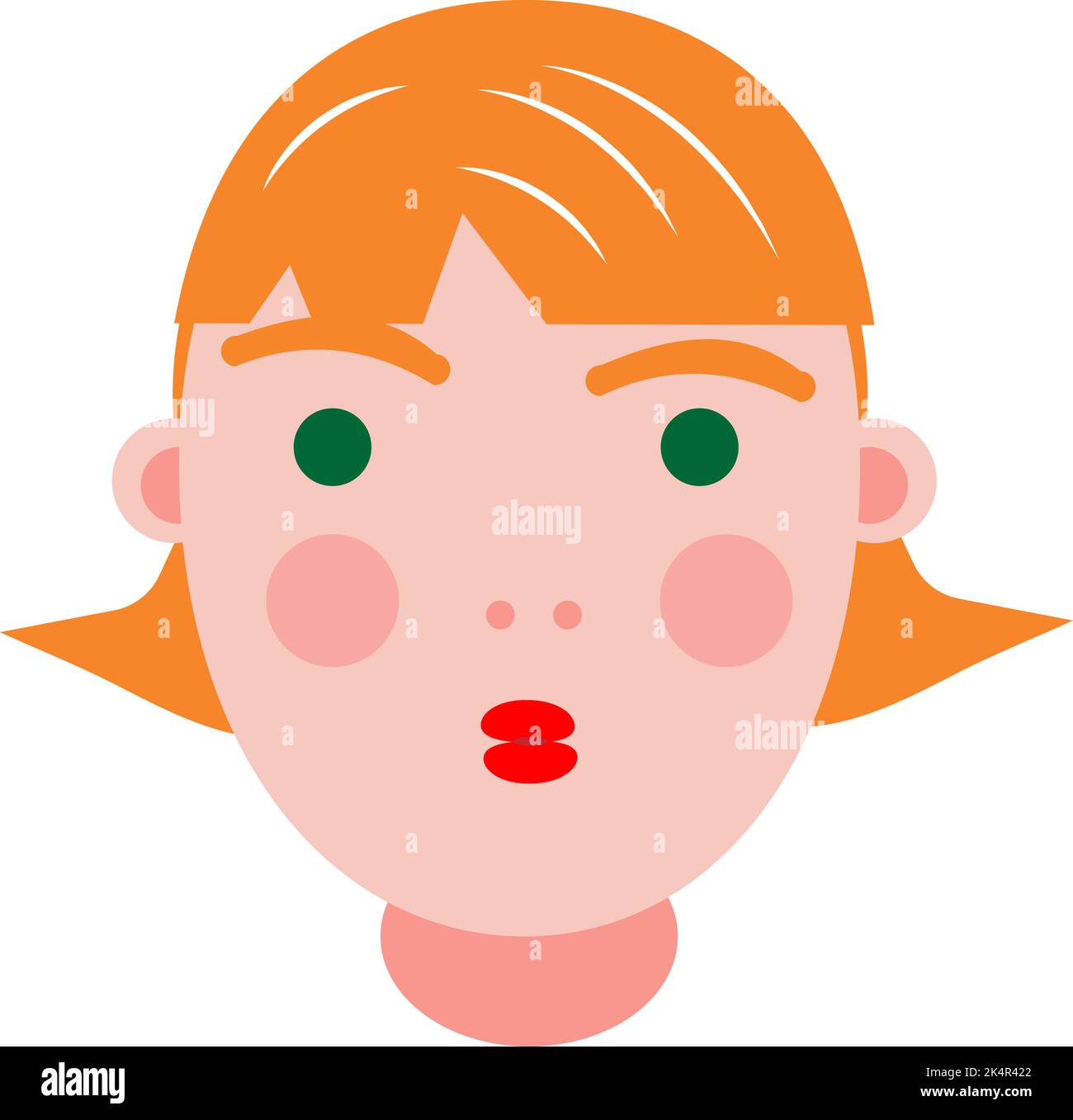 Ginger haired girl, illustration, vector on a white background Stock