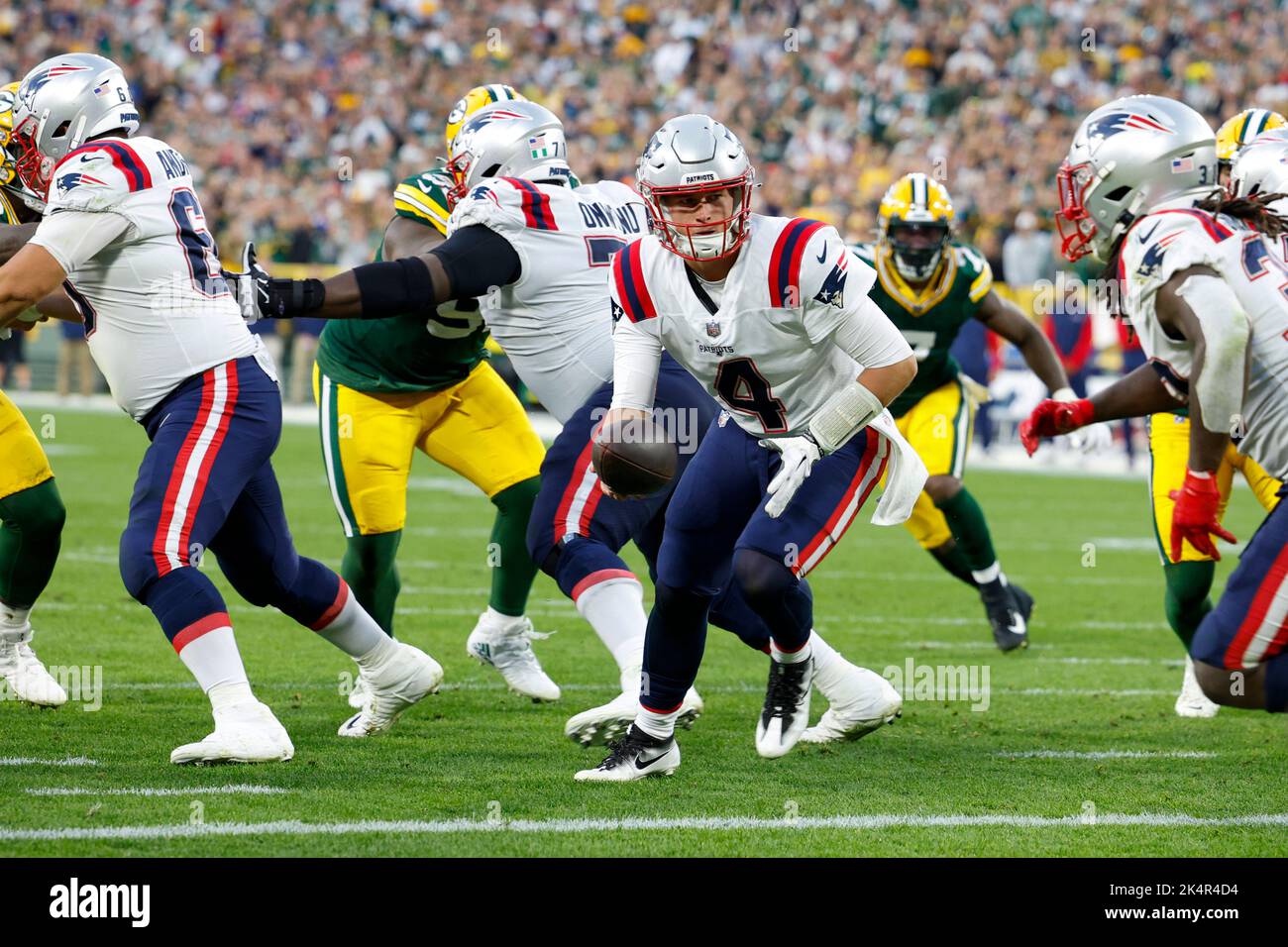 New England Patriots backup quarterback Bailey Zappe (4) attends an NFL  football practice, Sunday, July 30, 2023, in Foxborough, Mass. (AP  Photo/Mark Stockwell Stock Photo - Alamy