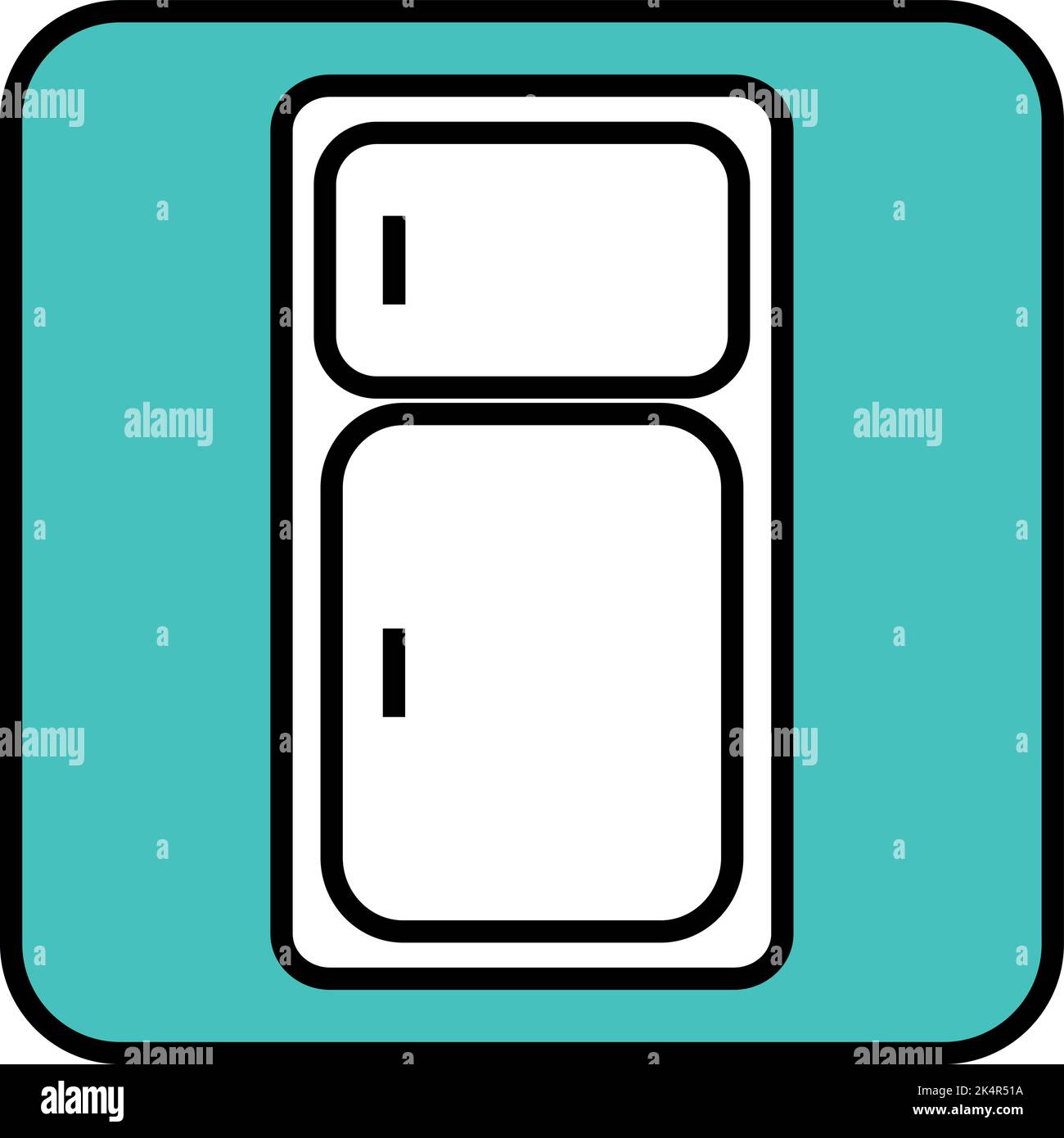 Kitchen refrigerator, illustration, vector on a white background. Stock Vector