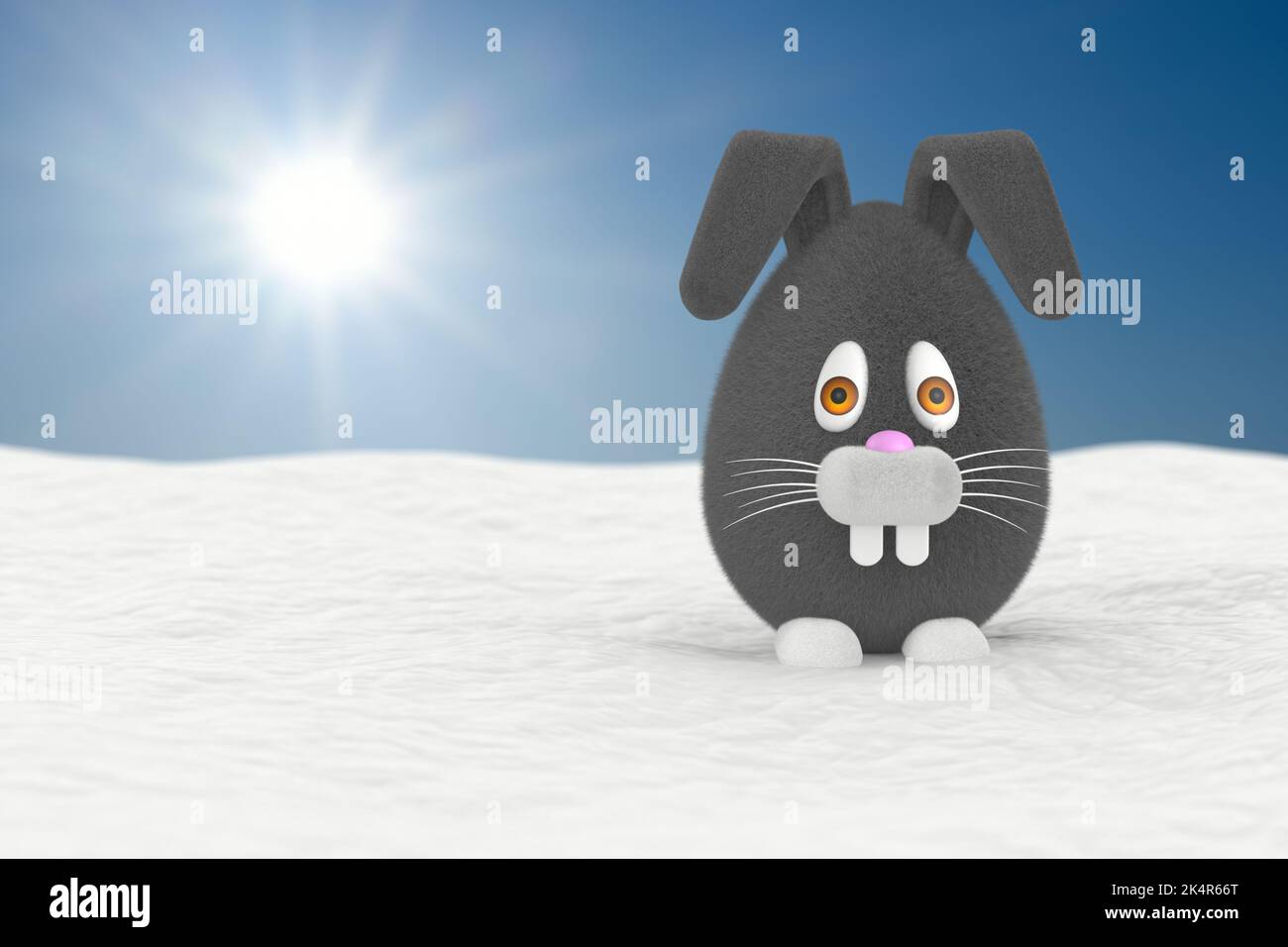 black rabbit into snowdrift. 3D illustration Stock Photo - Alamy