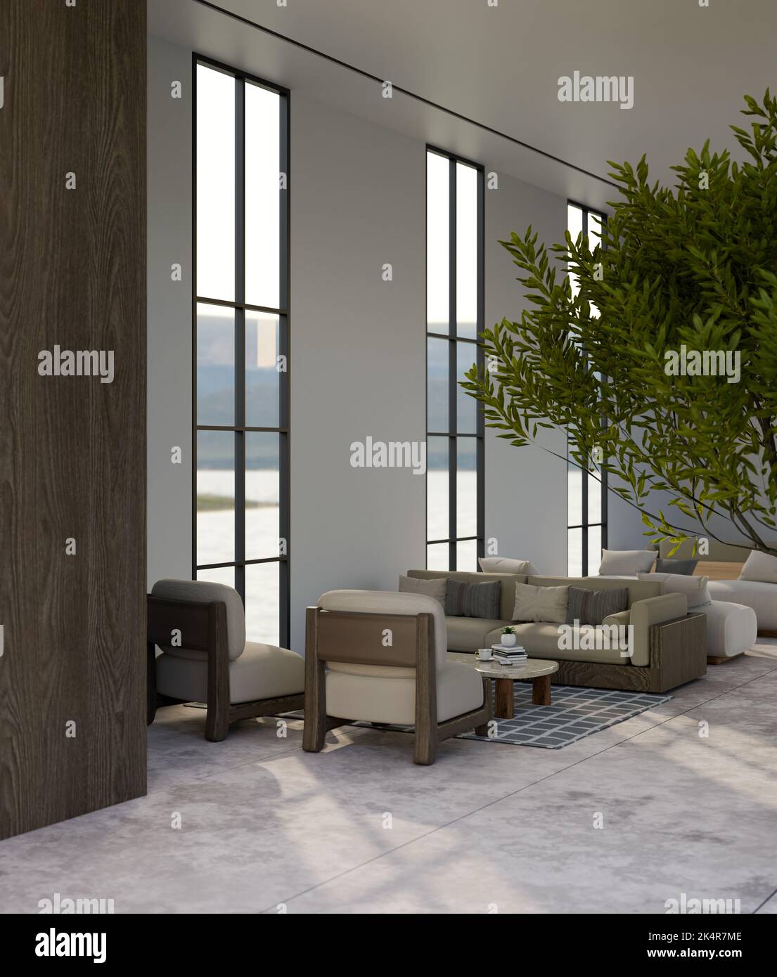 Modern urban contemporary waiting area in the hallway building or hotel