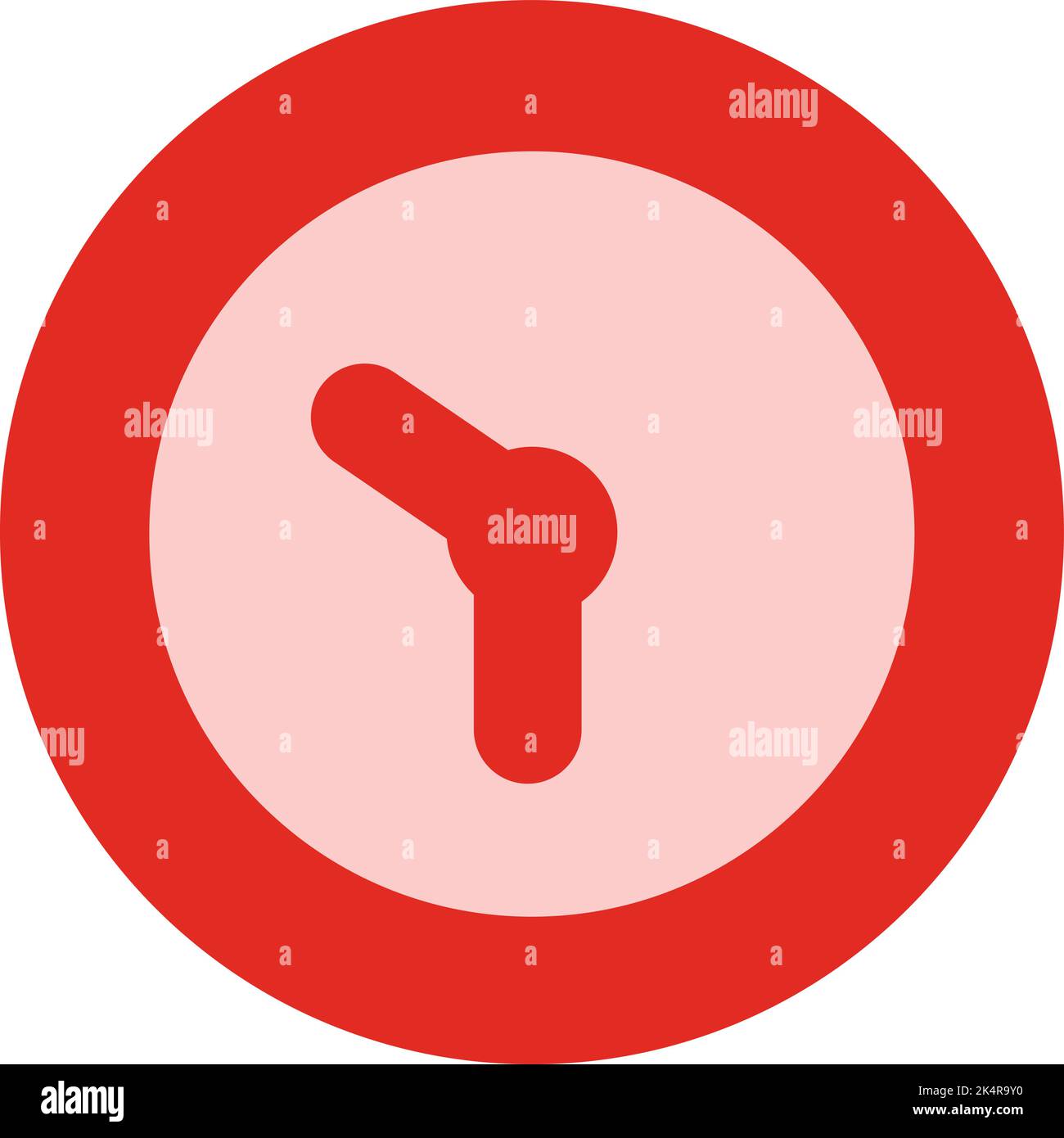 Red clock, illustration, vector on a white background. Stock Vector