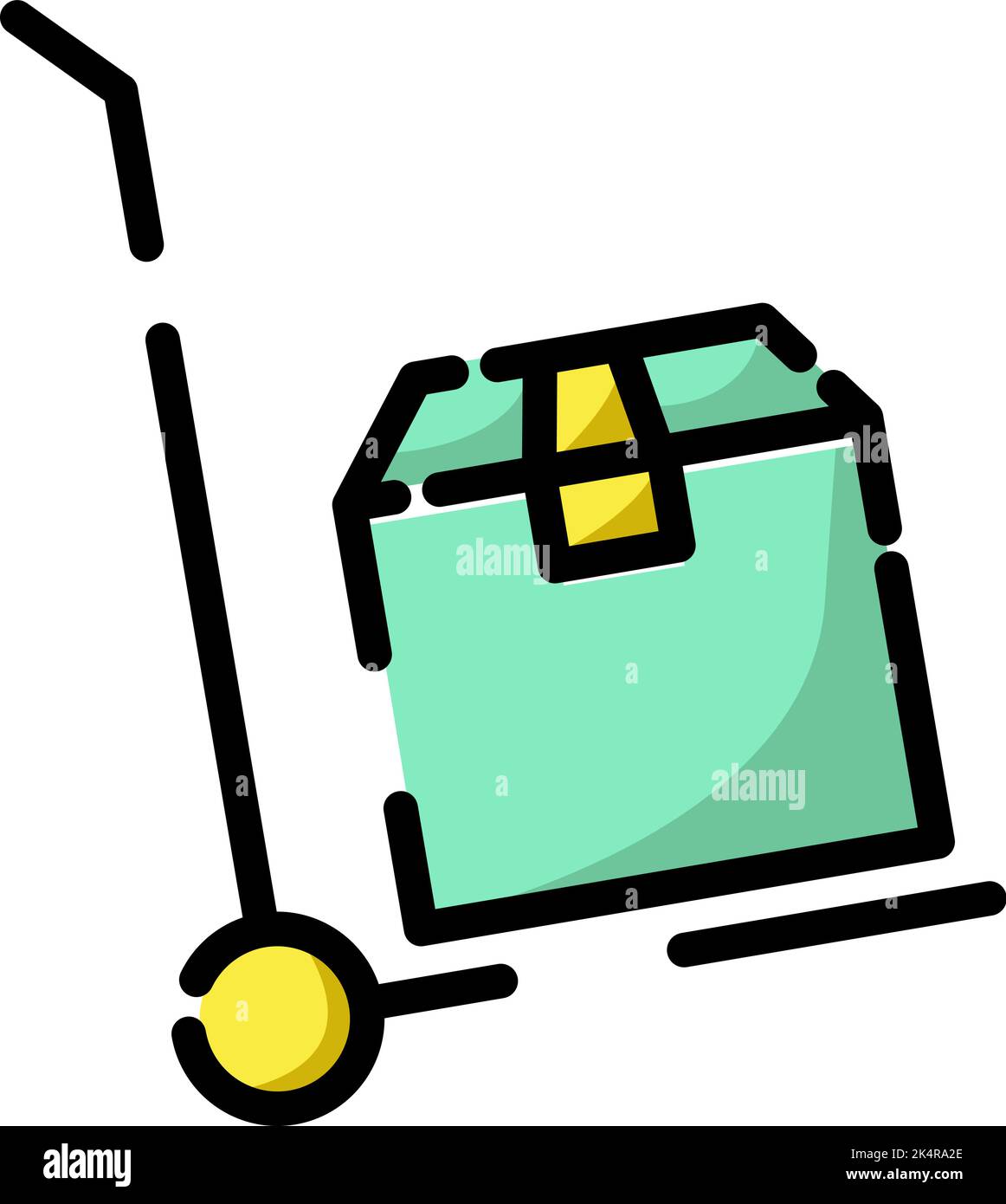 Handtruck for shipping, illustration, vector on a white background. Stock Vector