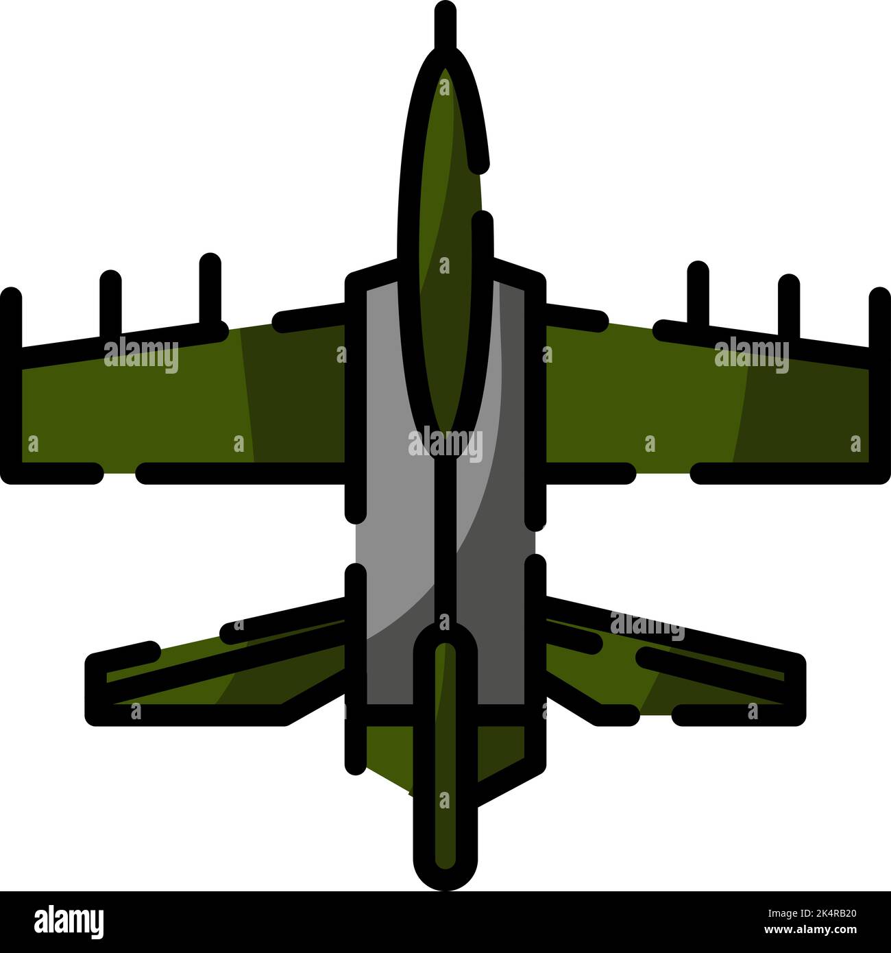 Military jet, illustration, vector on a white background. Stock Vector