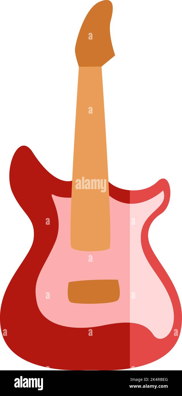 Red electric guitar, illustration, vector on a white background Stock