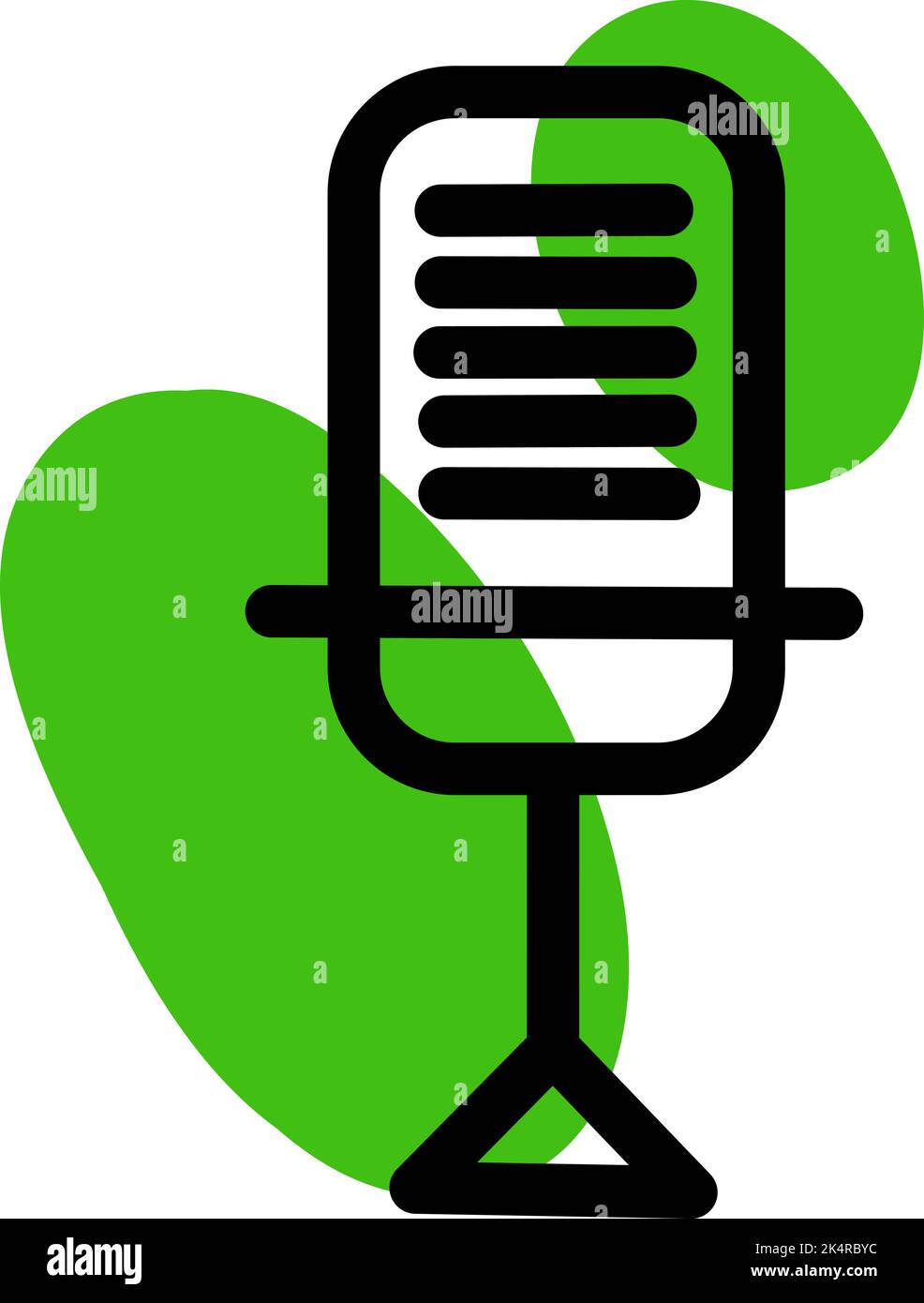 Old green microphone, illustration, vector on a white background. Stock Vector