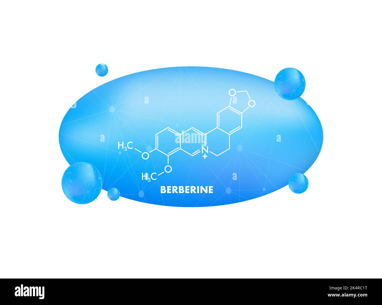 Berberine concept chemical formula icon label, text font vector illustration Stock Vector