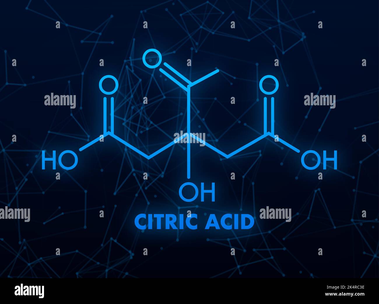 Citric acid concept chemical formula icon label, text font vector illustration Stock Vector
