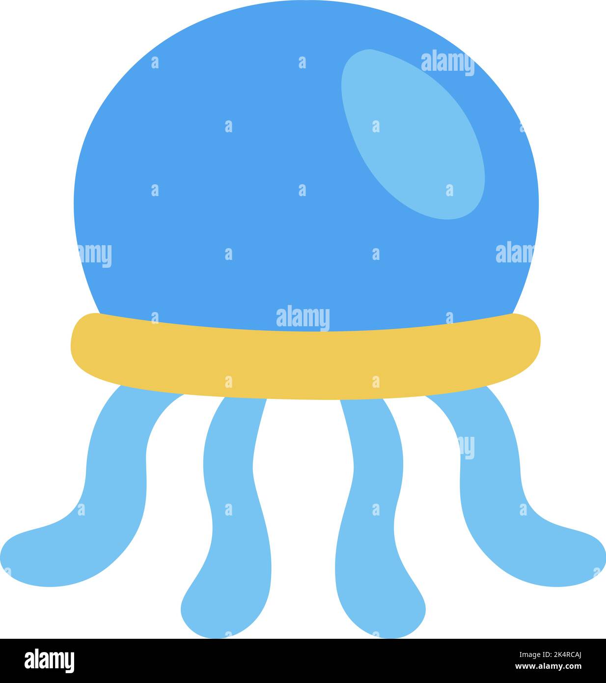 Blue jelly fish, illustration, vector on a white background. Stock Vector