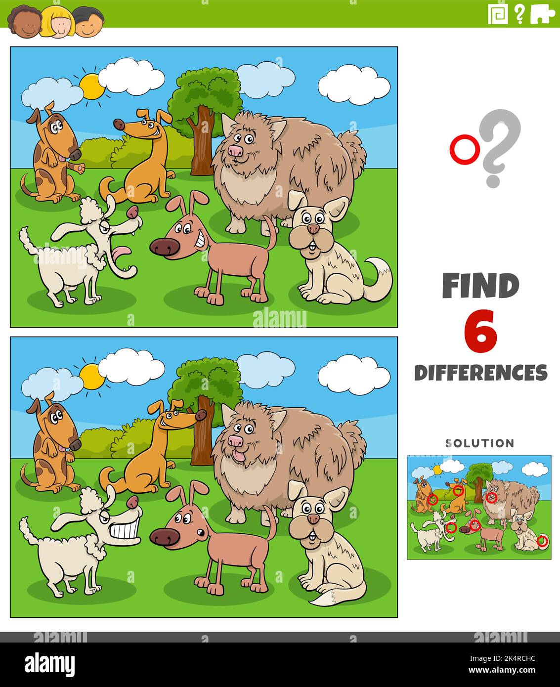 Cartoon illustration of finding the differences between pictures ...