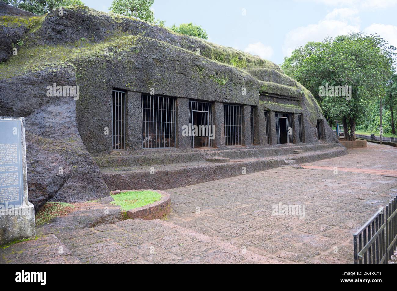 Arvalem Caves, historic cave dwellings thought to have been carved out of rock in the 6th century, Rudreshwar Colony, Sanquelim, Goa, India Stock Photo