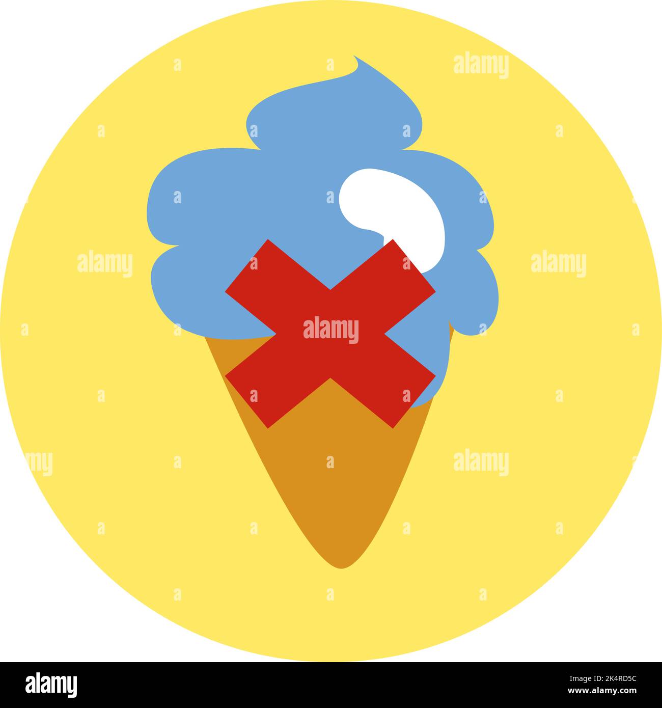 No ice cream diet, illustration, vector on a white background. Stock Vector
