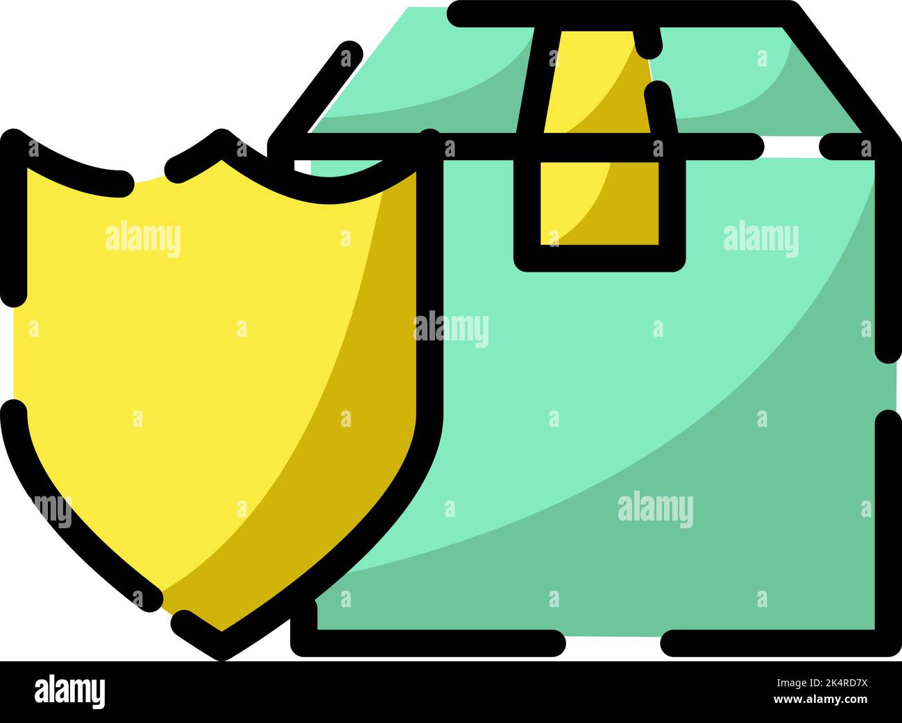 Shipping parcel insurance, illustration, vector on a white background. Stock Vector