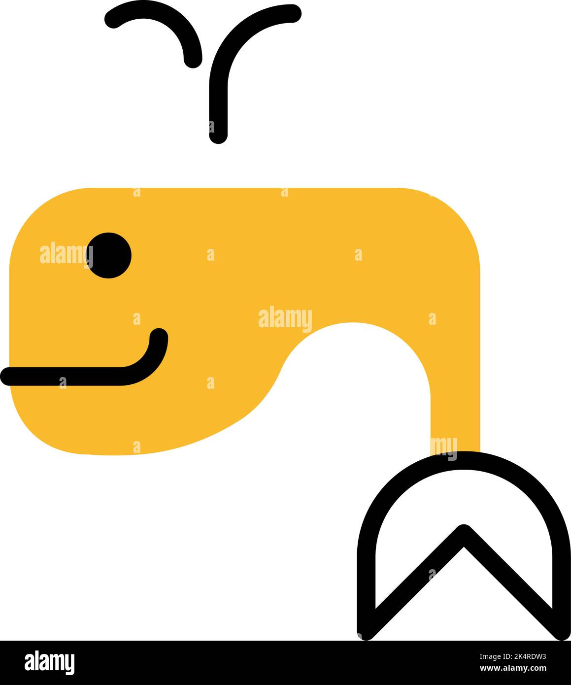 Yellow whale, illustration, vector on a white background Stock Vector