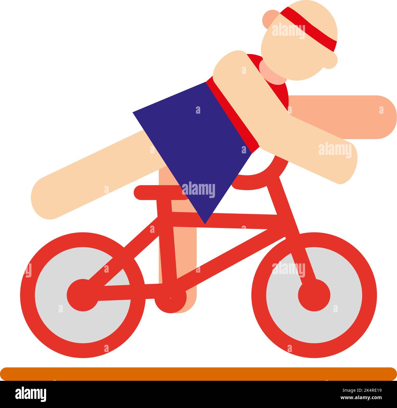 Riding a bike, illustration, vector on a white background. Stock Vector