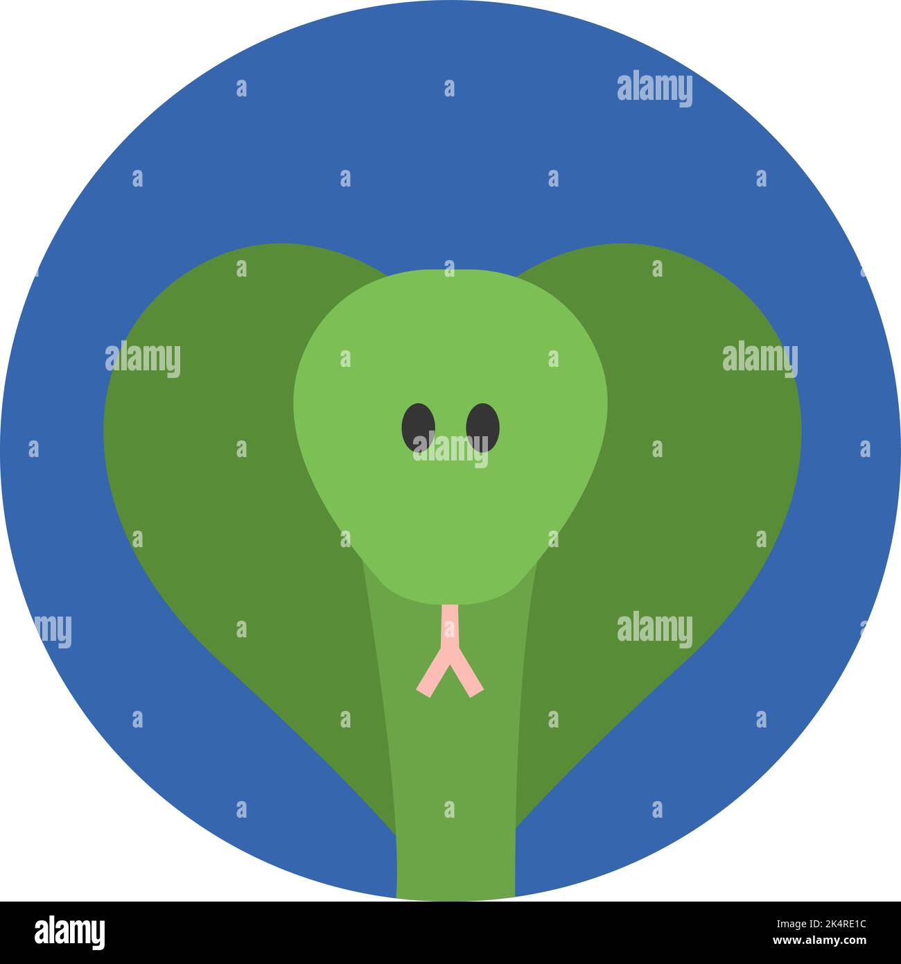 Green snake, illustration, vector on a white background. Stock Vector