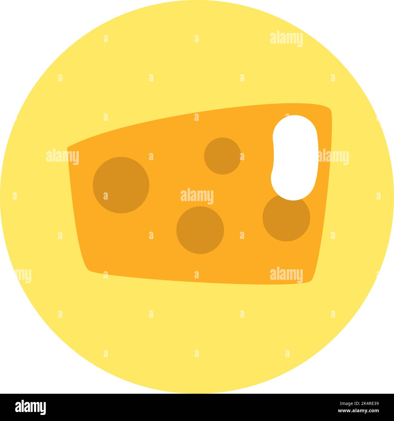 Slice of cheese, illustration, vector on a white background. Stock Vector