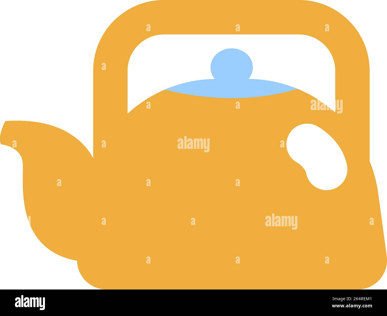 Yellow teapot with small blue lid, illustration, vector on a white