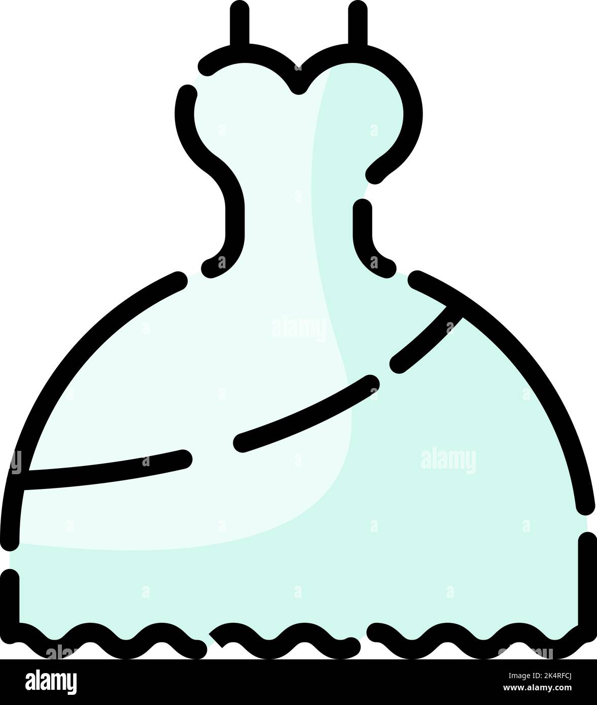Wedding dress, illustration, vector on a white background. Stock Vector