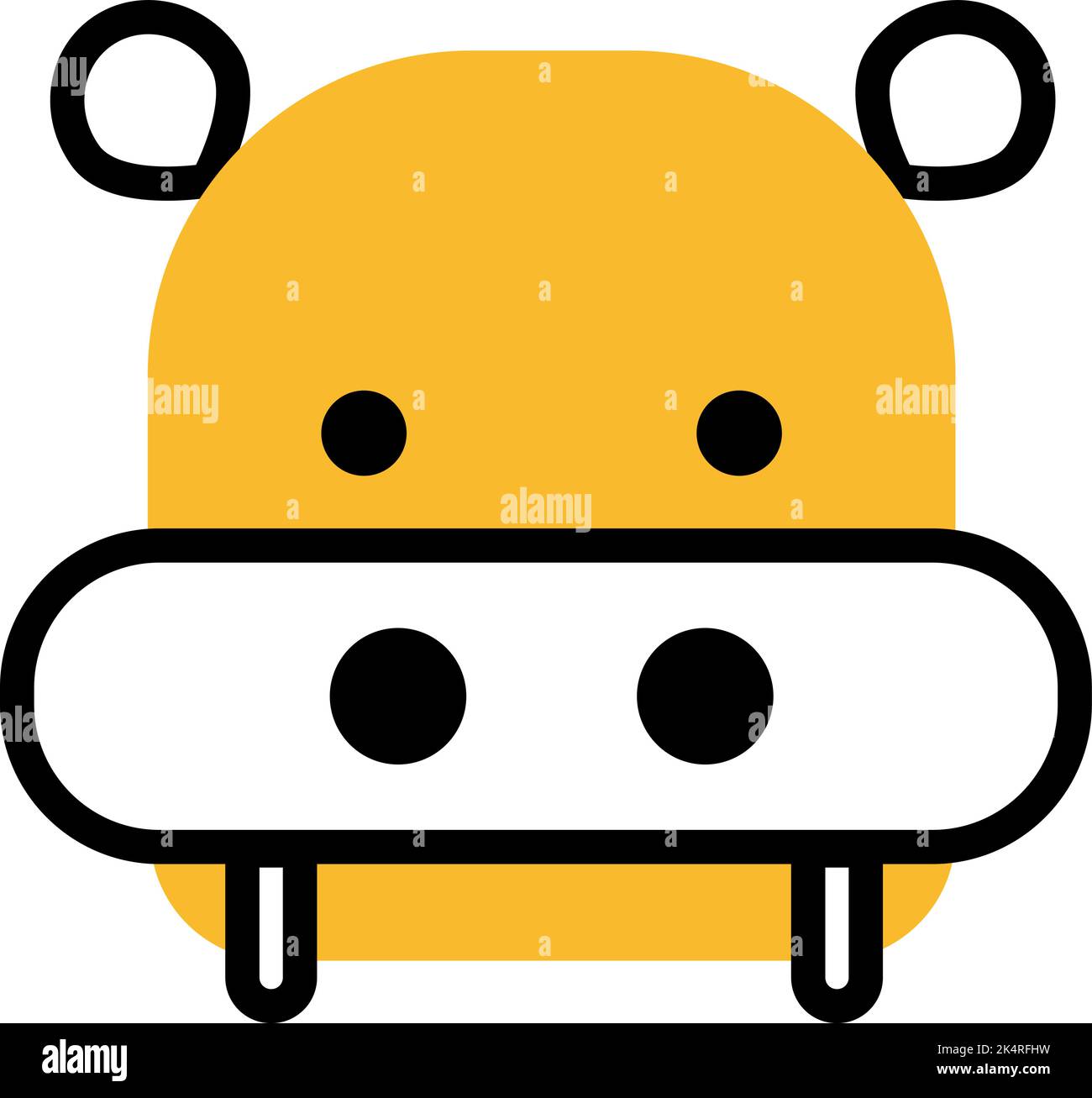 Yellow hippopotamus, illustration, vector on a white background. Stock Vector
