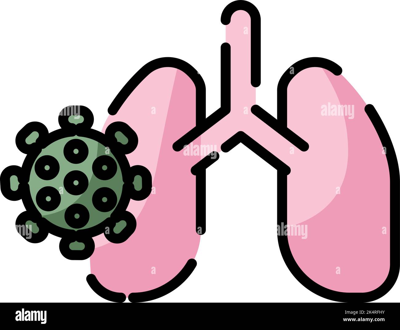 Corona infected lungs, illustration, vector on a white background Stock ...