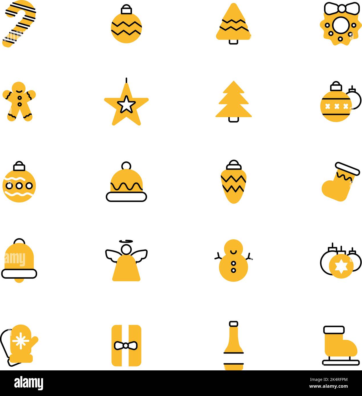 Yellow Christmas, illustration, vector on a white background. Stock Vector